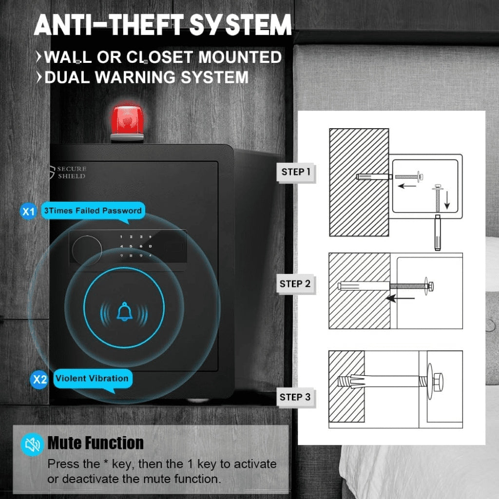 Biometric Safety Box Fingerprint Safety Box Alarmed Safety Box 45cm High