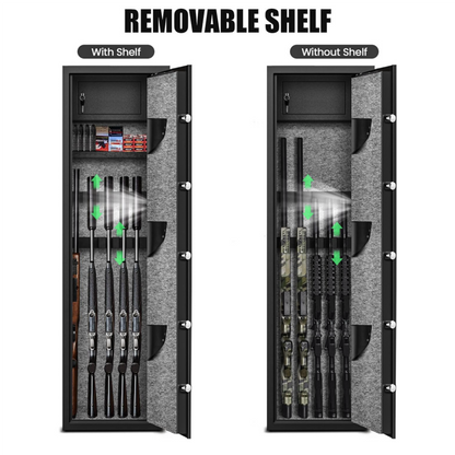 145cm High 5 Rifle Safes Box Biometric Fingerprint 3 Gun Safety Box - Black