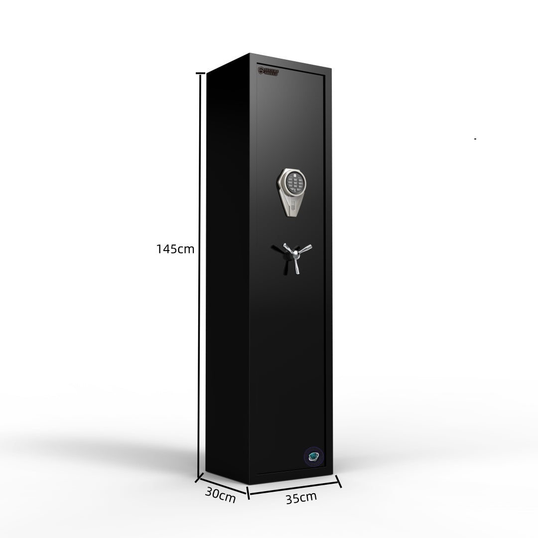 145cm High 5 Rifle Safes Box Biometric Fingerprint 3 Gun Safety Box - Black
