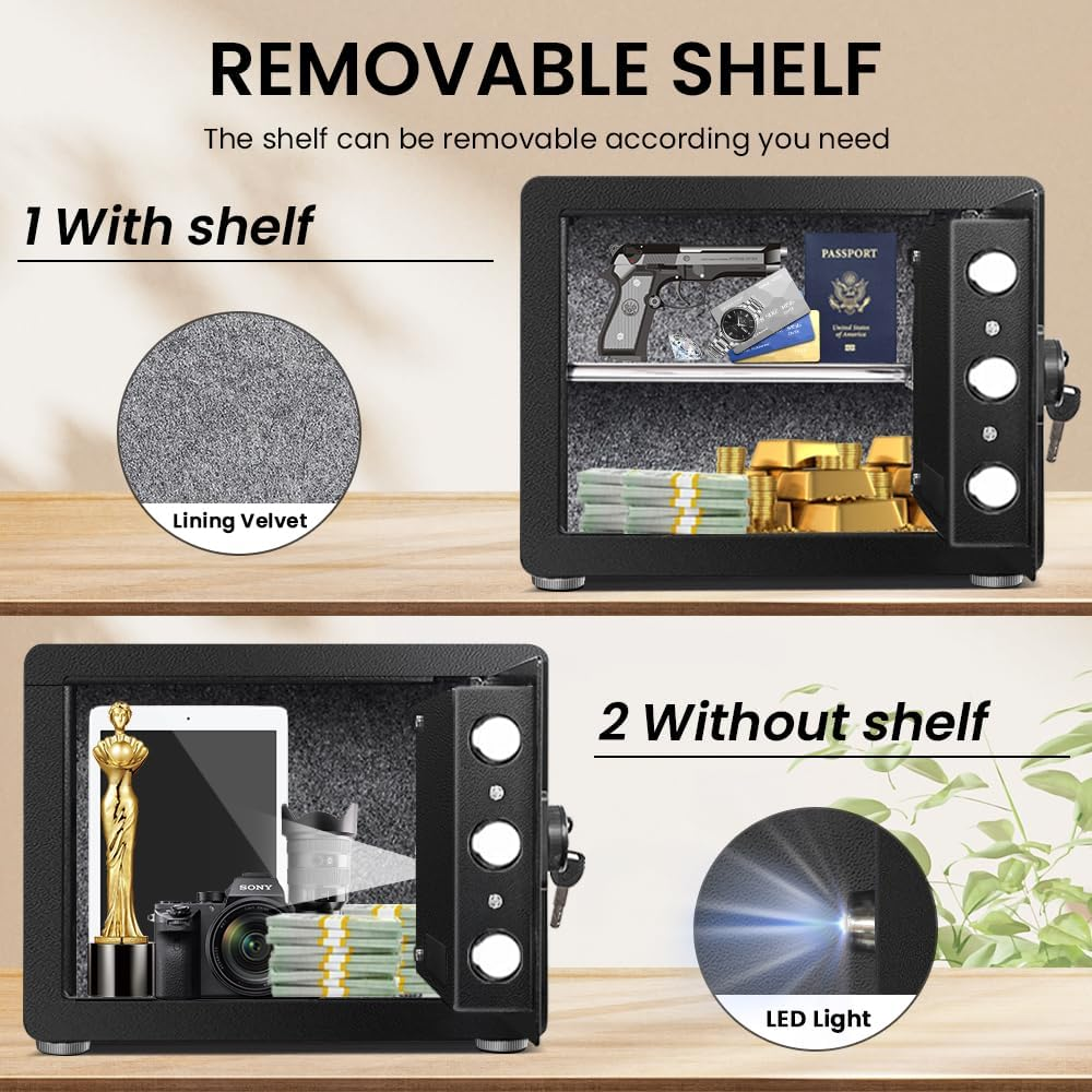 Biometric Safety Box Fingerprint Safety Box Alarmed Safety Box 25cm High Horizontal LCD Touch Screen