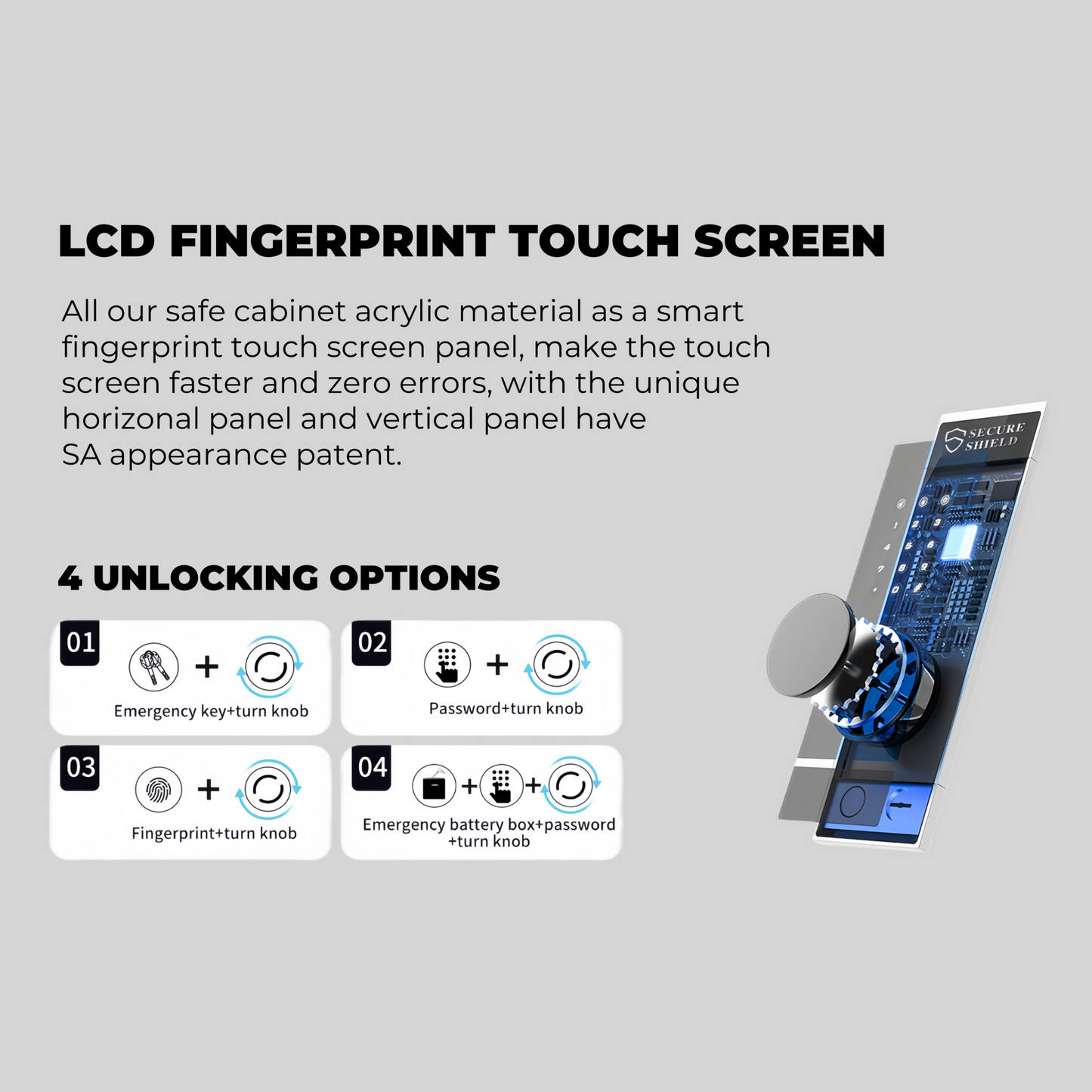 Biometric Safety Box Fingerprint Safety Box Alarmed Safety Box 60cm High Vertical LCD Touch Screen