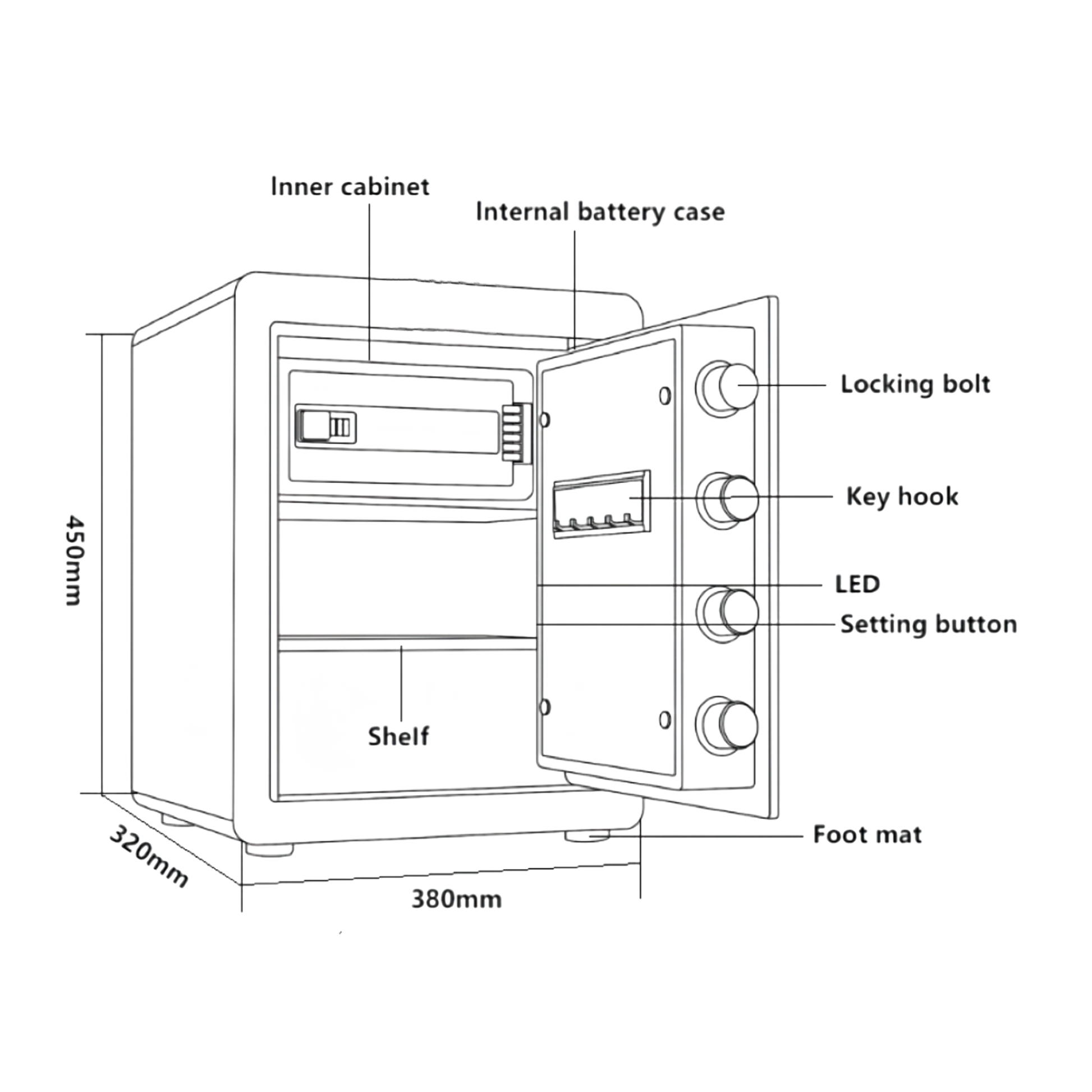 Biometric Safety Box Fingerprint Safety Box Alarmed Safety Box 45cm High