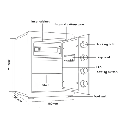 Biometric Safety Box Fingerprint Safety Box Alarmed Safety Box 45cm High